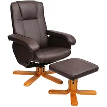 Svita Relaxsessel CHARLES Kunstleder 75 x 95 x 75 cm Braun mit Hocker