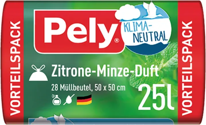 Pely Zugband-Beutel Zitronenduft 25l klimaneutral, 28 Stück, Vorteilspack