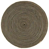 vidaXL Teppich Handgefertigt Jute mit Spiralen-Design Schwarz 150 cm