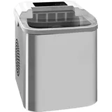Homcom Eiswürfelmaschine 12 kg/24h 1,2 L Eiswürfelbereiter mit 1,3 L Wassetank Display Ice Cube Maker Maschine - Eiswürfelautomat Selbstreinigung Silb