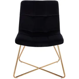 Svita Lynn Loungesessel Cocktailsessel Clubsessel Polsterstuhl ohne Armlehnen Goldene Beine Samt-Polster Schwarz