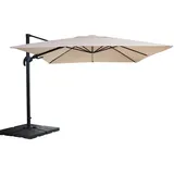 Mendler Gastronomie-Ampelschirm HWC-A96 300 x 400 cm creme inkl. Ständer drehbar/schwenkbar