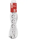 EMOS - 5-Fach Steckdosenleiste 5m - 5 Schuko-Steckdosen 45° gedreht - 250 V, 16 A, 3680 W - hochwertige PVC-Isolierung - H05VV-F3G 1,5 mm2 - erhöhter Berührungsschutz - IP20 für Innen - weiß