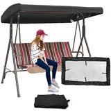 WFXXZL Ersatzdach for Hollywoodschaukel, 3 Sitzer Dach Wasserdicht Hollywoodschaukel Ersatz-Bezug Ersatzbezug Sonnendach,210D Oxford-Stoff(Noir,191 * 120 * 18/23cm)