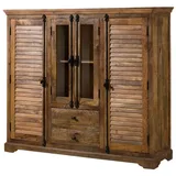 MASSIVMOEBEL24.DE Highboard 160 x 140 x 45 cm Dunkelbraun geölt