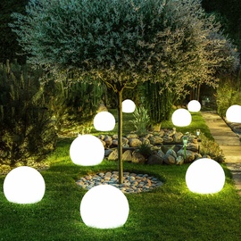 ETC Shop 2er Set LED Außen Leuchten Solar Kugel Strahler Terrassen Garten Beleuchtung Hof Steck Lampen