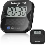 WhiteRhino Elektronische Parkscheibe,KBA Zugelassen,Digitale Parkscheibe mit E-Mark,Mit Zwei Displays,Automatische Parkzeiterkennung,Solar & Type-C,Auto Umstellung auf Sommerzeit,Autozubehör(2 Stücke)