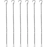 BYZESTY 6 Stück Blumenampel Ketten, 50cm Blumentopfkette Blumentopf Hängend Blumenampel Haken Metallkette für Hängepflanztopf, Hängepflanze, Blumentöpfe, Vögel, Laternen, Billboard, Innen, Außen Schwarz