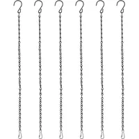 BYZESTY 6 Stück Blumenampel Ketten, 50cm Blumentopfkette Blumentopf Hängend Blumenampel Haken Metallkette für Hängepflanztopf, Hängepflanze, Blumentöpfe, Vögel, Laternen, Billboard, Innen, Außen Schwarz