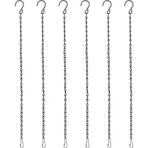 BYZESTY 6 Stück Blumenampel Ketten, 50cm Blumentopfkette Blumentopf Hängend Blumenampel Haken Metallkette für Hängepflanztopf, Hängepflanze, Blumentöpfe, Vögel, Laternen, Billboard, Innen, Außen Schwarz