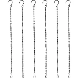 BYZESTY 6 Stück Blumenampel Ketten, 50cm Blumentopfkette Blumentopf Hängend Blumenampel Haken Metallkette für Hängepflanztopf, Hängepflanze, Blumentöpfe, Vögel, Laternen, Billboard, Innen, Außen Schwarz
