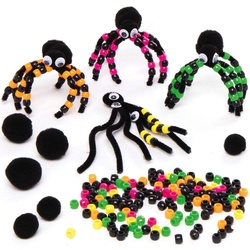 Anhänger-Bastelsets "Spinnen" mit Perlen  (pro Set 4) Halloween-Basteleien