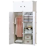 BRIAN & DANY Kleiderschrank aus 8 Würfeln, Modulare Schrank Garderobenschrank Steckregalsystem Kunststoffschrank mit Türen & 1 Aufhängern, Zusätzliche Aufkleber Enthalten
