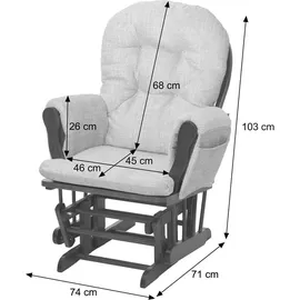 MCW Relaxsessel MCW-C76, Schaukelstuhl Sessel Schwingstuhl mit Hocker Stoff Cord 320g/m2 Öko-Tex ~ hellgrau Gestell weiß