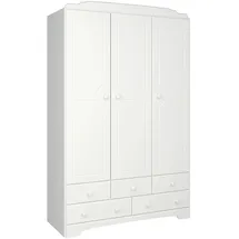 VCM ebuy24 Nilon Kleiderschrank 3 Türen 5 Schubladen Weiß