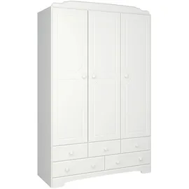 VCM ebuy24 Nilon Kleiderschrank 3 Türen 5 Schubladen Weiß
