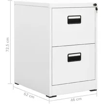 vidaXL Aktenschrank 46 x 62 x 72,5 cm Weiß