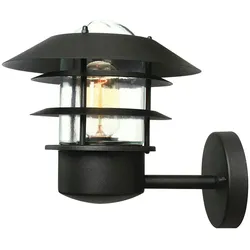 Licht-Erlebnisse Wandaußenleuchte RIVER Schwarz 304er Edelstahl Glas IP44 LE42122