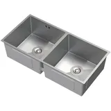 ML-Design Doppelspülbecken Edelstahl 81,5 × 40 cm Rechteckig, 2 Becken, mit Siphon