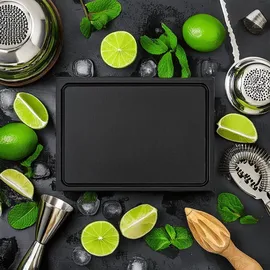 morleos Muvell Schneidebrett Kunststoff HDPE500 | Schwarz 35x25x2 cm | Schneidbrett | Gastro Profi BBQ & Bar Küchenbrett | 1 Seite mit Saftrinne |