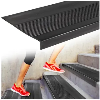 ANRO Gummi Stufenmatten Treppenstufenmatten rutschfest Gummistufenmatte Außenbereich Treppenstufen Matte Feinriefen schwarz 60x30x5cm