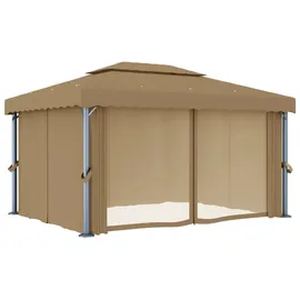 vidaXL Pavillon mit Vorhang 4 x 3 m taupe