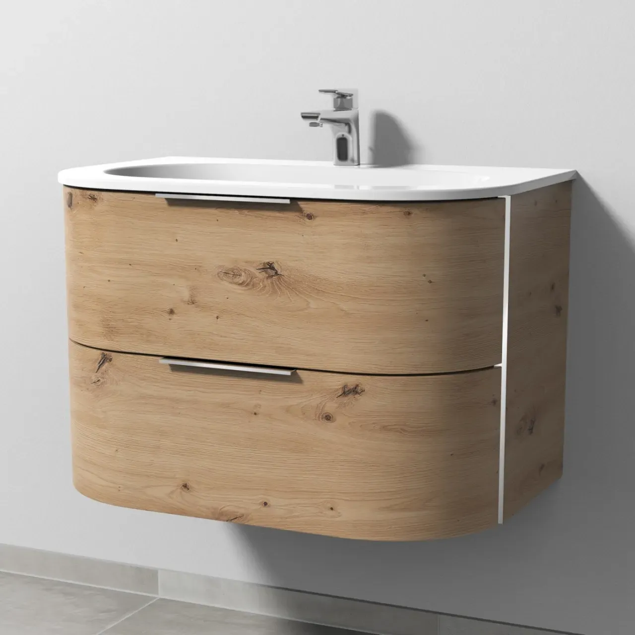 Sanipa 4balance Keramik-Set mit 2 Auszügen, Eiche Natural-Touch, DG40285 DG40285