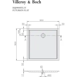 Villeroy & Boch Futurion Flat Rechteck-Duschwanne, UDQ0900FFL1V-01,