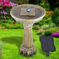 Solar Gartenbrunnen Brunnen Solarbrunnen mit LED-Licht, Zierbrunnen Wasserfall Gartenleuchte Teichpumpe für Terrasse, Balkon, mit Pumpen (Solarbrunnen LIEBES-BRUNNEN mit LED Licht)