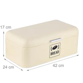 Relaxdays Brotkasten mit Deckel & Griff Beige,Silber