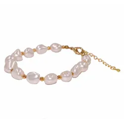 Armband FIRETTI "Schmuck Geschenk Armschmuck Armkette Nuggets", gold (gelbgoldfarben, weiß), Armbänder, Damen, Messing, Made in Germany - mit Perlmutt