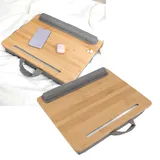 Nikou Laptop Ständer Bett Holz Multifunktions-Schoßschreibtisch, Laptoptisch, Der Laptoptisch aus Bambus, Betttablett mit Kissen Zum Lesen, Schreiben, Spielen