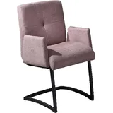 Freischwinger EXXPO - SOFA FASHION "Affogato mit komfortablen Armlehnen", lila (flieder, flieder), B:59cm H:87cm T:69cm, Metall, Stoff, Stühle, attraktiven Kreuznaht in der Rückenlehne
