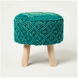 Homescapes Hocker Makramee 41 x 43 x 41 cm Grün