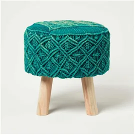 Homescapes Hocker Makramee 41 x 43 x 41 cm Grün