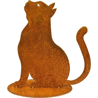 Manufaktur Lichtbogen Edelrost Gartenfigur Katze sitzend Rost Gartendeko