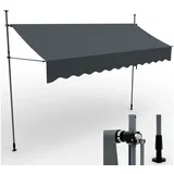 Onbest Klemmmarkise mit Handkurbel, 400x120 cm, Höhenverstellbar, Wetterfest, UV 50+ grau 400 cm x 120 cm
