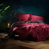 Lorena Uni Mako-Satin Bettwäsche Classic Stehsaum 155x220 cm + 80x80 cm | burgund - rot
