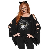 Leg Avenue Kostüm Katze Poncho-Shirt, Einfach schnell verkleiden mit diesem tierischen Überwurf! schwarz