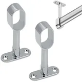 2er-Pack ovale Garderobenstangen, verchromter Stahl, Rohrlager für Seitenwandschränke, Kleiderstangenlager, Mittelstangenhalterungen, Garderobenstangenhalterungen für ovale Kleiderstangen