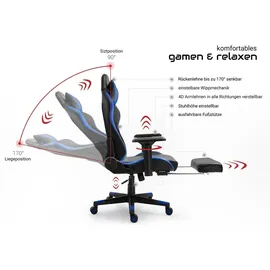 Trisens Gaming Stuhl Kunstleder Schwarz/Blau