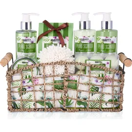 Brubaker Beautyset Bade- und Dusch Set Aloe Vera - 13-teiliges Geschenkset in dekorativem Korb