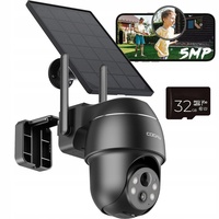 COOAU 5MP Solar Überwachungskamera Außen Akku mit PTZ, WLAN IP Kamera Outdoor Kabellose mit PIR-Sensor, Farbnachtsicht, Alexa, 2-Wege-Audio, 32 SD