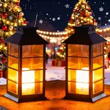 Joysing Solarlampen für Außen Hängend 2 Stück Solar Laternen für Draußen, Wasserdicht Solar Laterne Gartendeko mit Flacker Effek, Solarlaterne Weihnachtsbeleuchtung für Patio Garten Weihnachten Deko