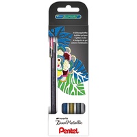 Pentel Hybrid Dual Metallic Gelschreiber 0,5 mm, Schreibfarbe: farbsortiert, 4 St.