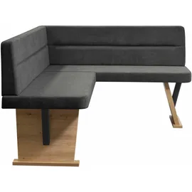 Home Affaire Eckbank HOME AFFAIRE "Laros", grau (anthrazit, dekor eiche ontario), B:182cm H:87,5cm T:141cm, Massivholz, Spanplatte, Sitzbänke, Eckbank, Bezug in verschiedenen Qualitäten und Farben