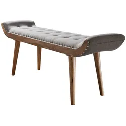 Kadima Design Sitzbank aus Massivholz und Stoff: Chesterfield-Muster, Massivholzbeine. Beige, Material: Stoff, 125x38x50 cm