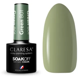CLARESA UV LED Nagellack Collection Hybrid Maniküre Soak Off Nail Polish, Farbe Grün, 801, 5ml