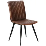 Massivmoebel24 - Stuhl Echtleder 44x56x89 braun IRON LABEL 09