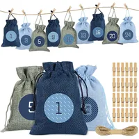 Sprinlot Adventskalender zum Befüllen Säckchen, 24 Weihnachtskalender Stoffbeutel, Adventskalender Säckchen Wiederverwendbar, Weihnachtskalender Jutesäckchen, Adventskalender Stoffsäckchen
